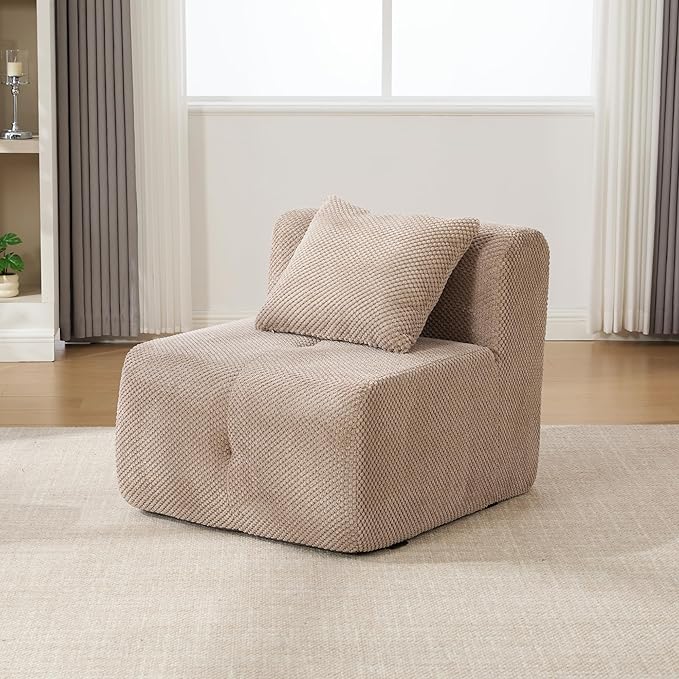 Folding Sofa Bed Convertible Floor Sleeper Chair Comfy Futon Floor Couch 2 in 1 Pull Out Single Boneless Sofa for Living Room Bedroom Removable Ottoman No AssembleTaupe