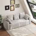 101 Curved Sofa Cloud Couch for Living Room Comfy Chenille 3-Seater Boneless Sofa Extra Deep &amp Wide Seat with 5 Throw Pillows No Assembly Needed Beige