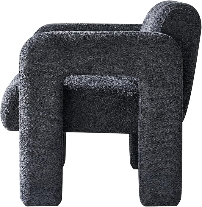 Accent Chair Living Room Chairs Modern Comfy Reading Nook Chair for Bedroom Upholstered Boucle Fabric Side Chair Armchair for Living Room Office (Dark Grey)