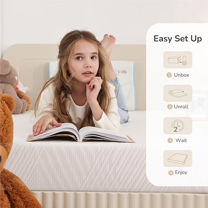 MLILY Twin Mattress in a Box 5 inch Mattresses Made in USA for Kids Bed Single Size Daybed Individual Bunk Memory Foam Medium Firm