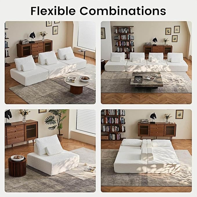 Modular Cloud Sectional Couch – L-Shaped Sofa with Chaise &amp Deep Memory Foam Seat No Assembly Required for Apartments Living Room Office &amp Small Spaces (4PCS) | Modular combination