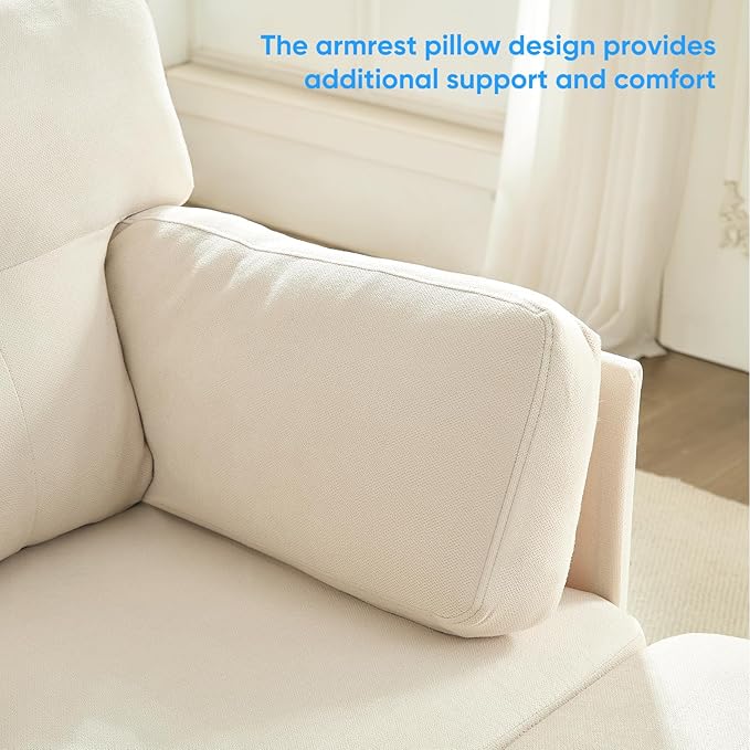 PUREMIND Sectional Home Sofa Living Room Modern U-Shaped Sofa Couches with Double Chaise Upholstered 4 Seater Sofa for Living Room Apartment Beige