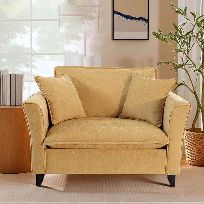 ERYE Living Room Accent Chair Modern Chenille Upholstered Wider Seat Cushion Leisure Armchair W/2 Pillows and Removable Cover for Home ApartmentBedroomOffice