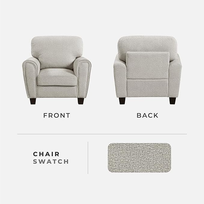Lexicon Chenille Upholstered Accent Chair Modern Living Room Chair with Removable Back Cushion Cover Track Arms for Office/Bedroom/Apartment Easy Assembly Gray