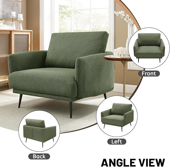 Oversized Accent Chair for Living Room Chairs Reading Arm Chair Comfy Modern Single Sofa Side Chairs with Metal Legs &amp Soft Cushion for Bedroom Waiting Room