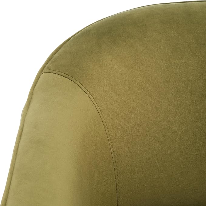 SAFAVIEH Couture Collection Londyn Mid-Century Modern Olive Green Velvet Upholstered Accent Chair (Fully Assembled)