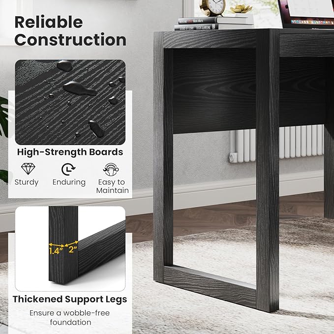 Giantex Computer Desk with Drawer &amp Storage Cabinet Wooden Home Office Desk Modern Executive Laptop PC Table Computer Workstation Study Writing Desk for Home Office Bedroom Living Room