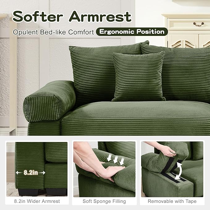 mikibama Modular Sectional Cloud Sofa CouchModern Roomy L-Shaped Corner Couch with Deep SeatConvertible Chenille Corner Sofas for Living RoomBedroomSmall Spaces