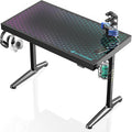 EUREKA ERGONOMIC RGB LED Gaming Desk Music Sync Lights Up Tempered Glass Desktop 43 GTG I43 Home Office Computer Table W Controller Rack 4 USB Charging Ports APP Control