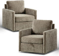 Aoiy &amp Wifon 29.5''W Swivel Accent Chair Set of 2 Comfy Modern Square Arm Chair with Hidden Storage for Living Room/Bedroom/Office Chenille Taupe