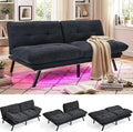 YITAHOME Convertible Futon Sofa Bed with Adjustable 3 Color Light Strip 70 Folding Futon Set for Living Room Home Office Aprtment Modern Futon Couch with Adjustable Backrest &amp Armrests Black