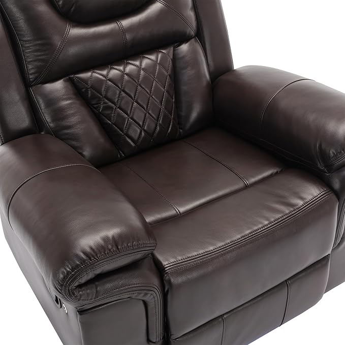 ERYE Manual Recliner Chair with LED Light Strip for Living Room Bedroom Manual Reclining Home Theater Seating Armchair Faux Leather Tufted