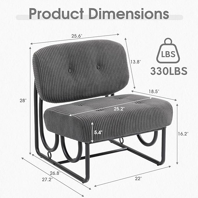 Comfy Accent Chair Mid Century Inspired Decorative Chair with Thick Padding Modern Accent Chairs for Lounge Office and Living Room Durable Iron Construction Gray
