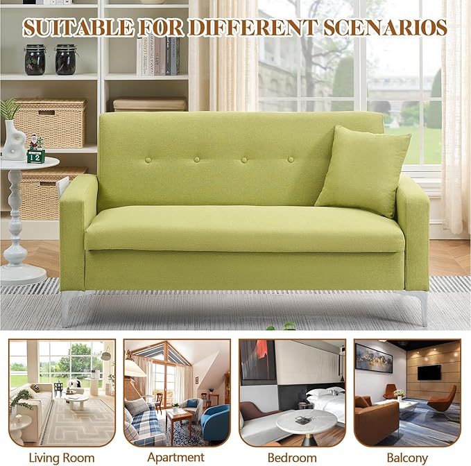 58'' Velvet Small Loveseat Sofa Couch with StorageSettee Bench Couches for Bedroom2-Seater Mini Sofa with Comfy CushionTiny Couch for Small SpaceEasy Assembly