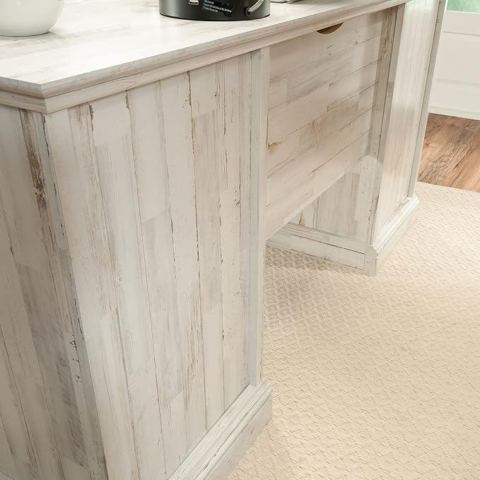 Sauder Barrister Lane Executive Desk White Plank Finish