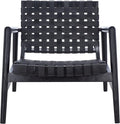 SAFAVIEH Home Collection Bellona Black Leather Woven Accent Chair (Fully Assembled)