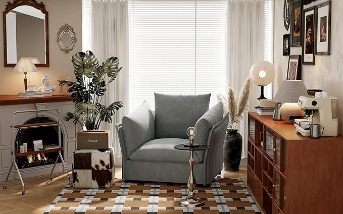 Modern Style Chenille Oversized Armchair Accent Chair Single Sofa Lounge Chair for Living Room Bedroom