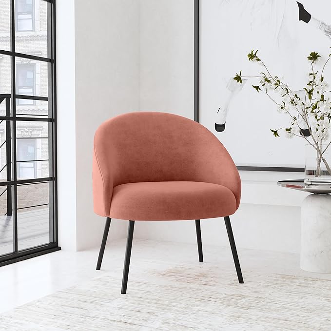 Homepop Home Decor | Upholstered Modern Accent Chair | Accent Chairs for Living Room &amp Bedroom | Decorative Home Furniture Blush Velvet