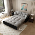 74.8‘’ Velvet Queen Pull Out Sofa Bed with 2 Pillows 3-in-1 Convertible Loveseat Sleeper Sofa Couch with Armrest Space Saving for Living Room Apartment Gray