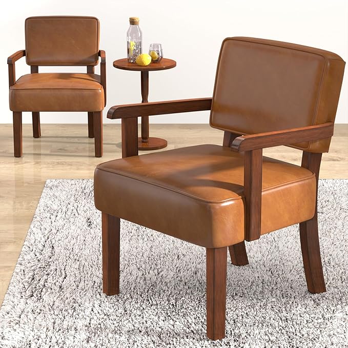 Accent Chair PU Leather Living Room Chairs Oversize with Soft Seat and Armrests for Living Room Dinning Room Bedroom Reading Room Waiting Room