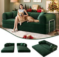 4-in-1 Corduroy Convertible Sleeper Sofa Bed 78.8 Boneless Couch with Pull-Out Bed No Assembly Required Futon Loveseat Floor Mattress with Stainless Fixed-Shape Frame for Living Room (Green) | Clo