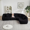 123 Oversized Boneless Chenille Curved Corner Sectional Sofa Modern Luxury 4 Pillows Modular Cloud 4-Seater Sofa High-Back Couch for Living Room (Black)