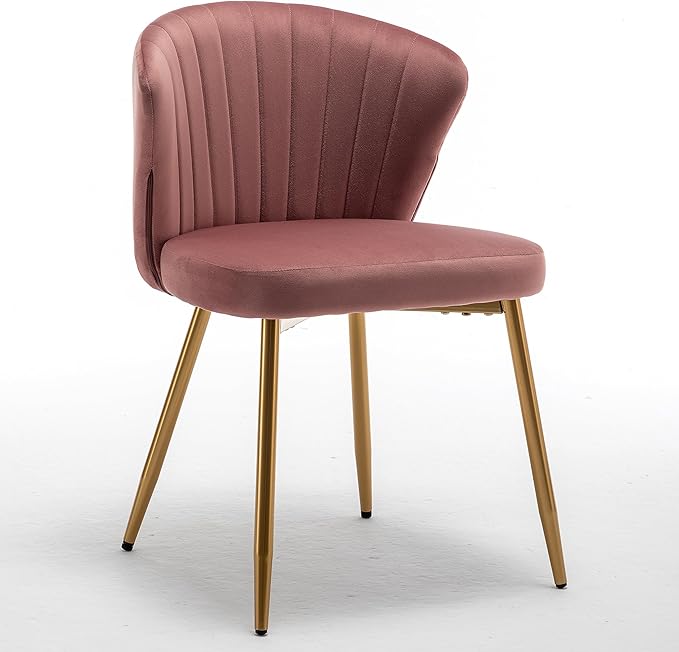 Modern Velvet Accent Chair for Living Room Bedroom Entryway or Small Spaces with Channel-Tufted Design Comfortable and Trendy Armless Seat Rose