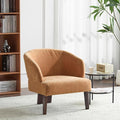 Christopher Knight Home Ashby Mid-Century Modern Fabric Accent Chair Living Room Solid Wood Lounge Chair Bedroom Soft Cushion Comfy Reading Chair Home Office Sofa Barrel Armchair Light Orange