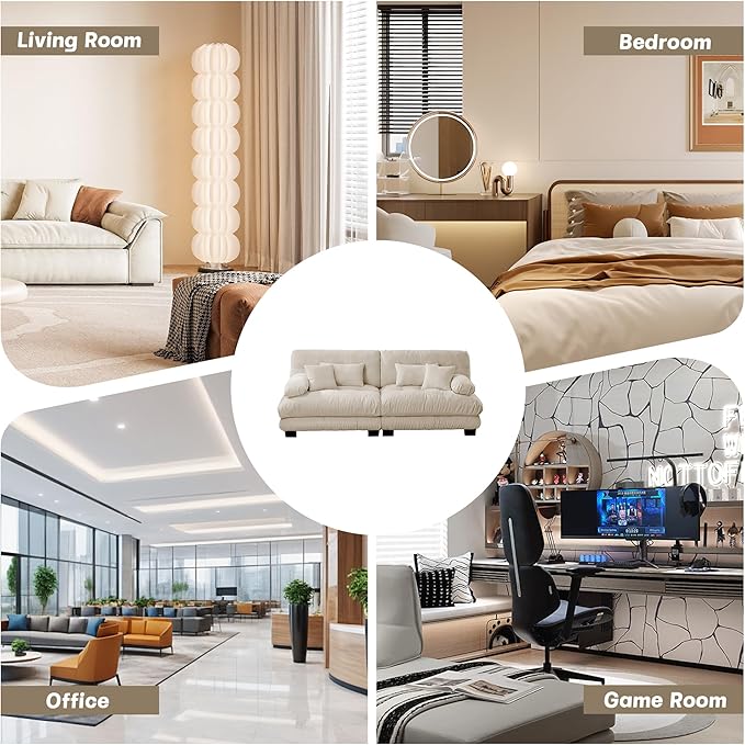 94.4'' Loveseat Sectional Couch Sofa Memory Foam Chenille Cloud Sofa with Pillow Deep Seat Sectional Couch for Small Spaces Studio Apartment Game Room Small Living Room