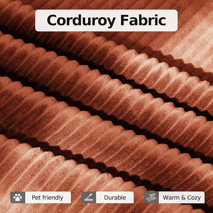 79 Convertible Floor Sofa BedCorduroy Sleeper Sofa with Side Pocket and Fixed-Shape Frame5-in-1 DIY Foldable Couch for Living RoomBedroom(Orange)