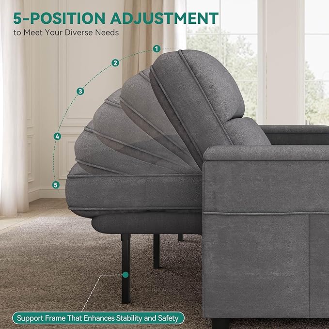 YITAHOME Sectional Sleeper Sofa with Pull Out Couch Bed 81 Convertible Sleeper Sofa with Adjustable Backrest Sofa Bed Sleeper Couch with Armrest &amp USB Port Grey