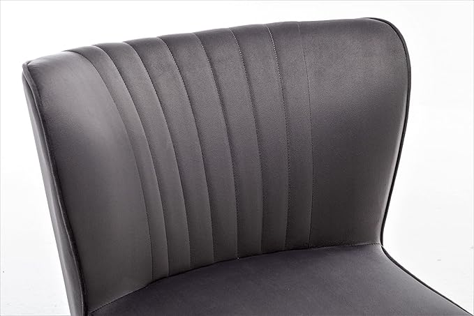 Modern Velvet Accent Chair for Living Room Bedroom or Entryway Stylish and Comfortable Armless Design with Metal Legs Grey