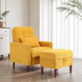 Accent Chairs with Storage Ottoman Corduroy Fabric Armchair with Adjustable Backrest and Side Pockets Mid Century Modern Reading Sofa Chair for Living Room Bedroom-Orange Set of 1
