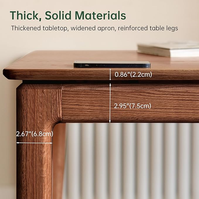 YESWOOD Rectangular Solid Wood Home Office Desk Modern Dining Table Writing Computer Desk for Sturdy Dining Room Living Room Office 62.99 W