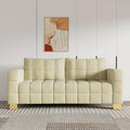 81.89 Sofa Comfy 3 Seat Sofa Tufted Chenille Upholstered Sofa Couch for Living Room with Gold Metal Legs and 2 Throw Pillows (BAIGE-N)
