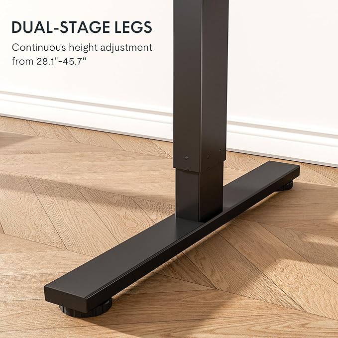 FLEXISPOT One-Piece Electric Standing Desk 55 x 28 Inches Adjustable Desk with Seamless Desktop Memory Controller Height Adjustment (Black Frame + Rustic Brown Desktop 2 Packages)
