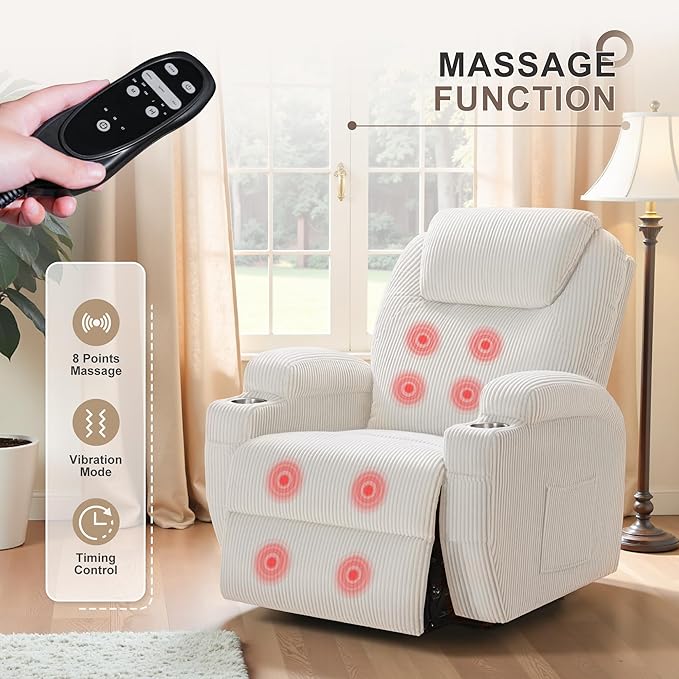 Flamaker Power Lift Recliner Chair Electric Lift Recliner for Elderly Power Lift Recliner Chair with Cup Holders Side Pockets for Living Room (Corduroy Beige)