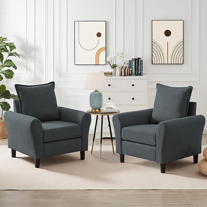 Sectional Sofa Set 77 Convertible Sofa and 2 Pieces 35 Accent Chair Small 3 Seat L Shaped Couch with Storage Ottoman Modern Couch for Living Room Office Apartment Dark Grey