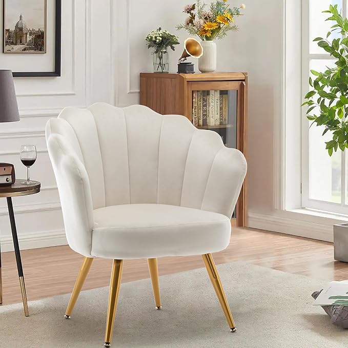 HAOBO Home Velvet Accent Chair Living Room Chairs Modern Armchair Upholstered Chair with Wing Side and Metal Legs for Home Kitchen Office Bistro Cafe