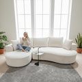 ERYE Oversized Curved Tight Backrest Sofa Floor Boneless Modular Foam Sofa Couch with Left Facing Chaise Lounge and 5 Pillows Corduroy Upholstered No Assembly Required
