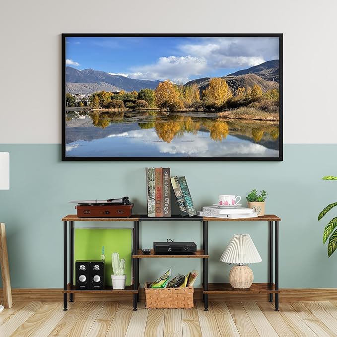 TV Stand for Bedroom 50 Inch TV Stand with Power Outlet 3 Tier Entertainment Center with Storage TV Console Table for 50 43 40 32 Inch TV Rustic Brown
