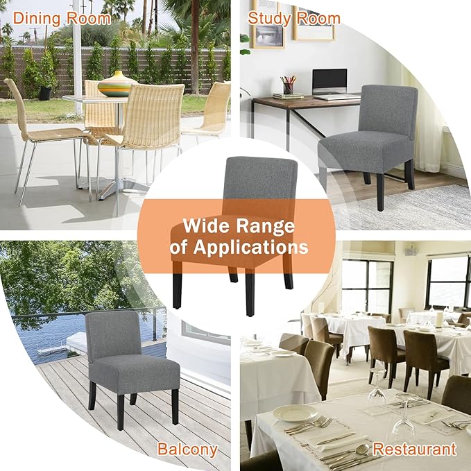 Modern Armless Accent Chairs for Living Room &amp Bedroom Thick Cushion &amp Solid Wood Legs Mid Century Design