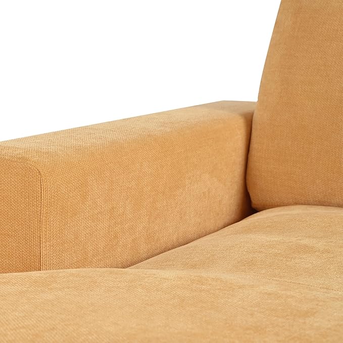 Christopher Knight Home Larrz Oversized Chaise Lounge Chair Indoor Cozy Upholstered Sleeper Sofa Couch Durable Wood Frame Deep Seat Reading Chair with 2 Throw Pillows and Armrests Yellow