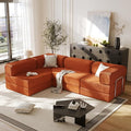 MEISSALIVVE 108 L Shaped Boneless Couch Orange Modular Sectional Sofa with Chaise Cloud Sectional Couch with Deep Seat &amp Removable Pillow for Living Room No Assembly Required