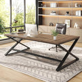 IBF Large Computer Desk 78.7” Extra Long Home Office Desk Wood Metal Work Desk for Study Writing Farmhouse Simple Wide Double PC Gaming Computer Table Executive Workstation in Bedroom Rustic Oak