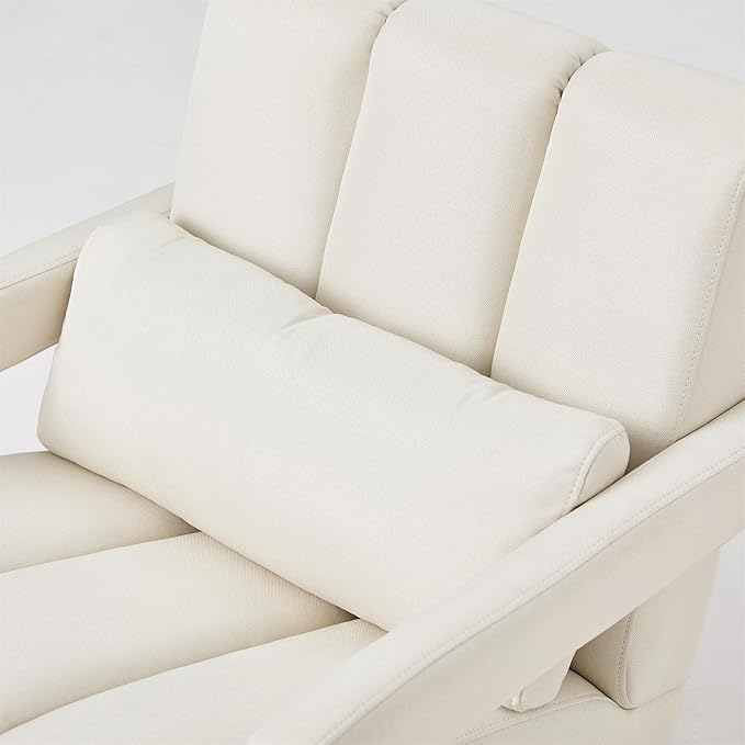 Modern Upholstered Accent Chair Comfortable Linen Fabric with a Pillow for Living RoomBedroom.Linen (Beige)