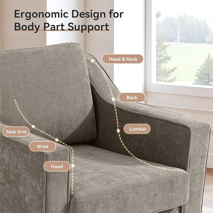 Swivel Accent Chairs Set of 2 Mid Century Round Barrel Arm Chair for Living Room Comfy Chenille Club Single Sofa Chair for Bedroom-Sand