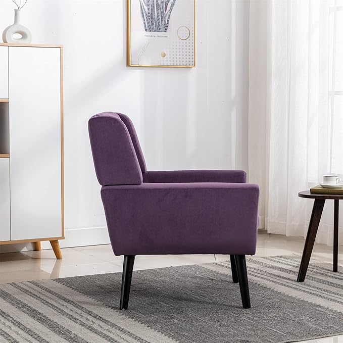 Modern Soft Velvet Material Ergonomics Accent Chair Living Room Chair Bedroom Chair Home Chair with Black Legs for Indoor Home