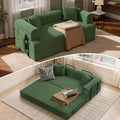 Convertible Coarser Corduroy Sleeper Sofa Bed with Cylindrical Pillow Folding Mattress Couch with Fixed-Shape Frame Floor Sofa Lounge Couch for Living Room Bedroom Lounge Studio Green