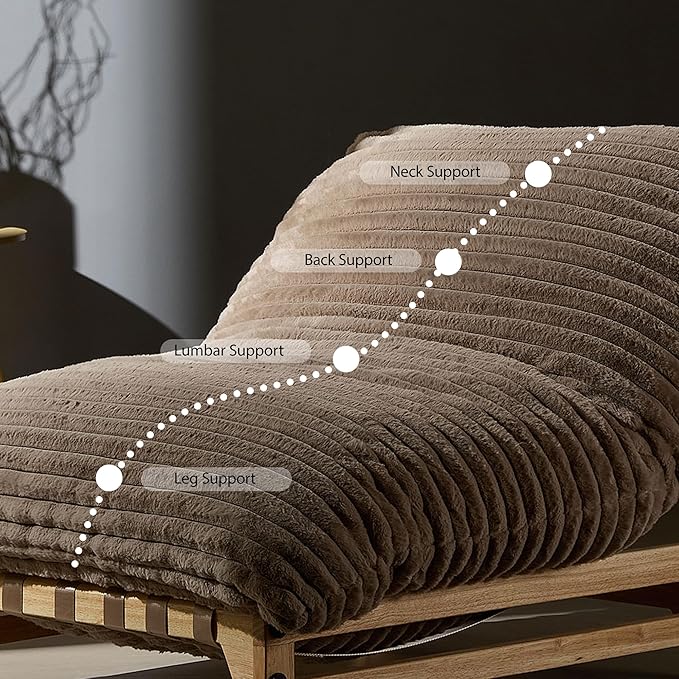Armless Lazy Sofa Casual Single Sofa Oversized Chaise Lounge ChairCorduroy Fabric for Living Room and Bedroom with Backrest. (Light Brown)